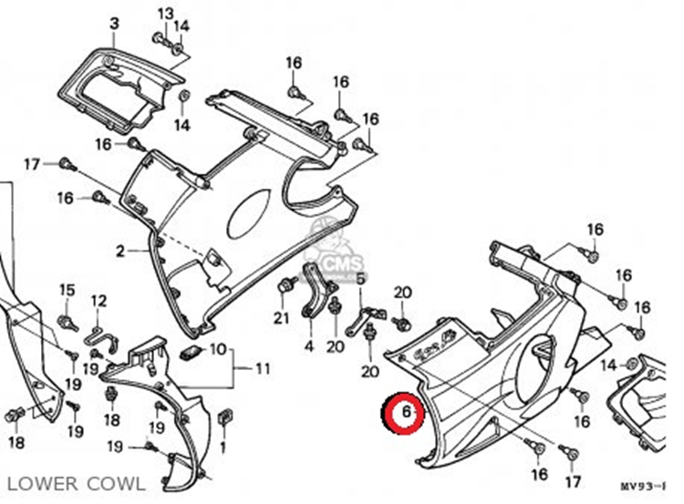 CARENADO LATERAL IZQUIERDO ORIGINAL  HONDA CBR600F HURRICANE 1992 64351MV9640ZB